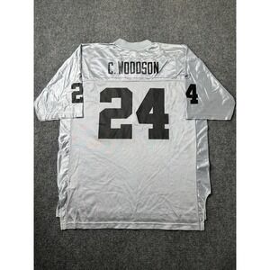 Mens NFL Jersey Oakland Raiders Charles Woodson #24 Gray Reebok, Size XL